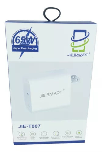 Kit de Cable y Cargador JIE SMART de 65W Super Fast  (USB-C)