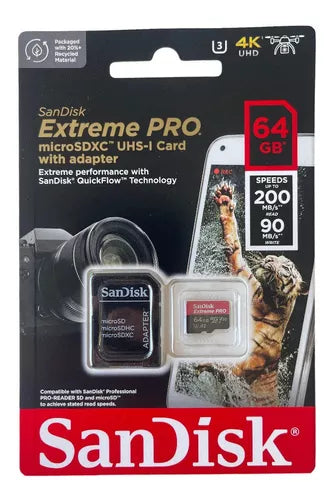 Tarjeta SanDisk Extreme PRO microSDXC de 64GB 200MB/