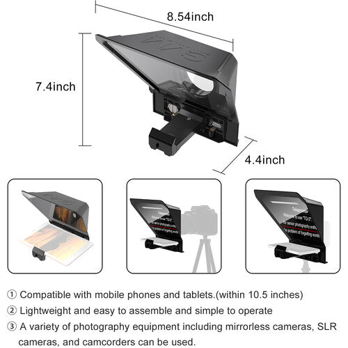 Teleprompter GVM TQ-S para teléfonos inteligentes