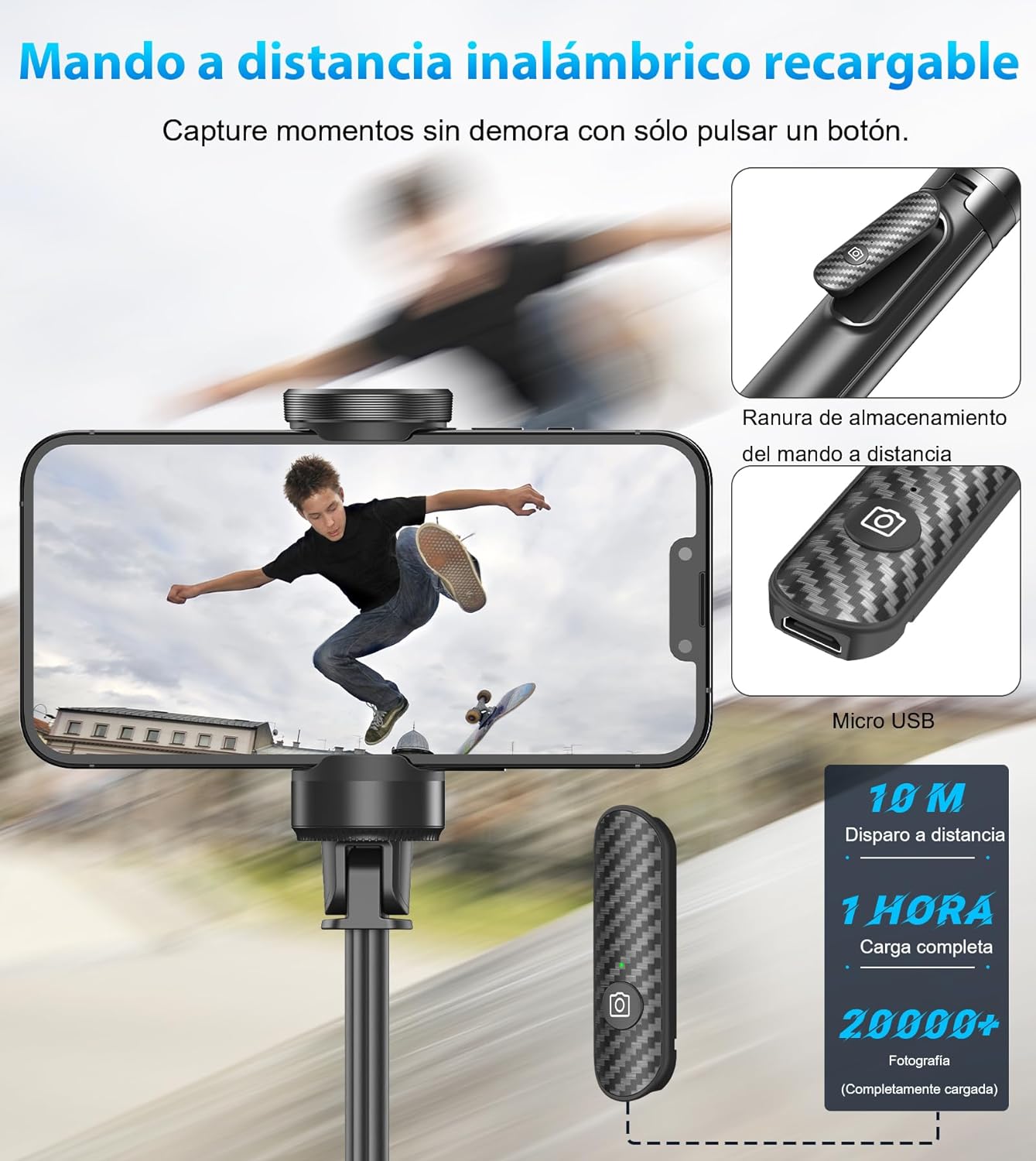 Minitripié y Selfie Stick Gahenwo 153 cms