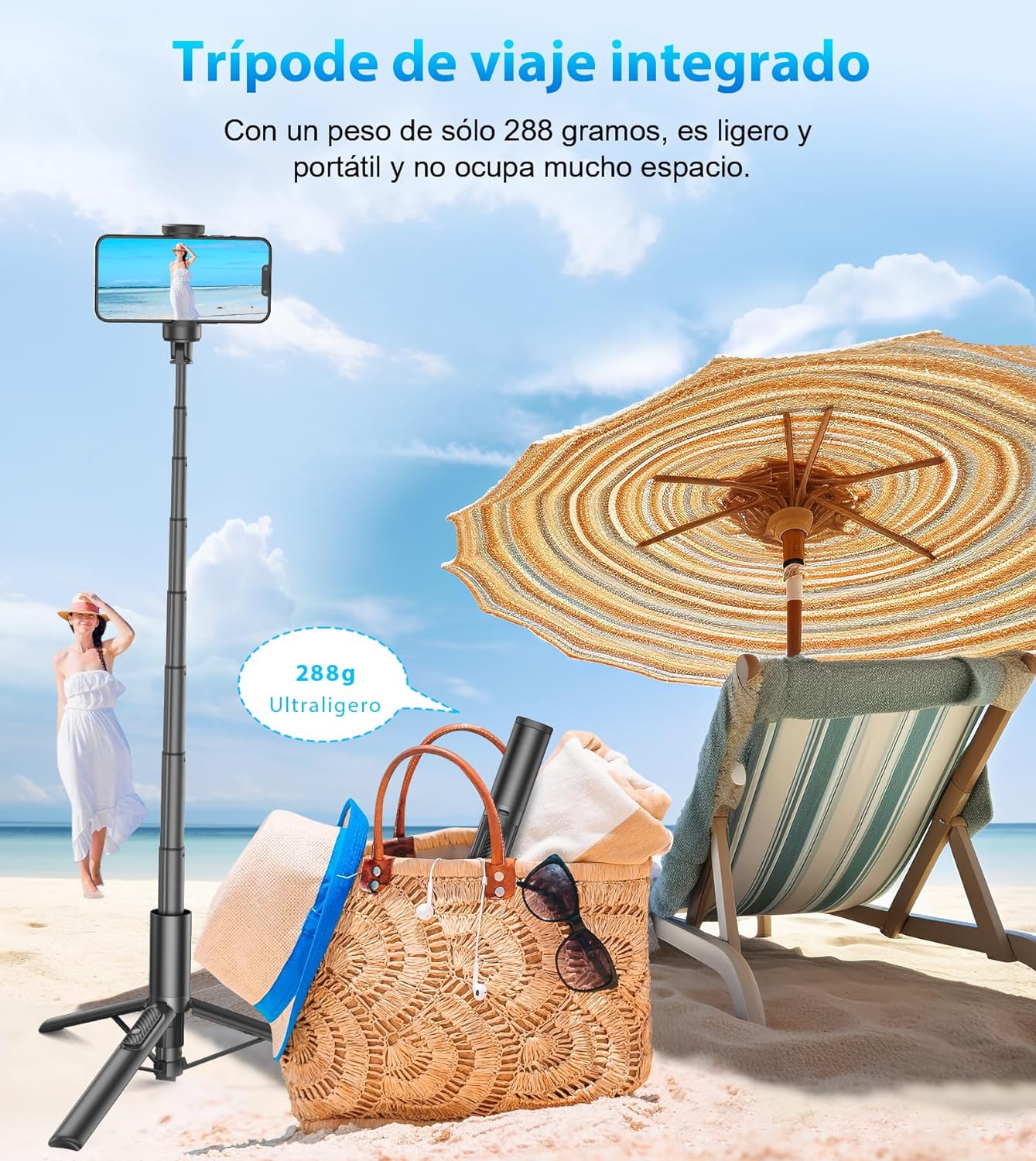 Minitripié y Selfie Stick Gahenwo 153 cms