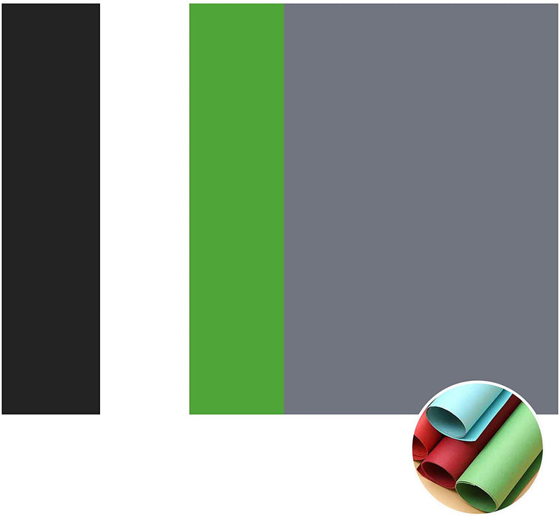 Juego de 4 Rollos de Papel 70x120 cms (Negro, Blanco, Gris, Verde)