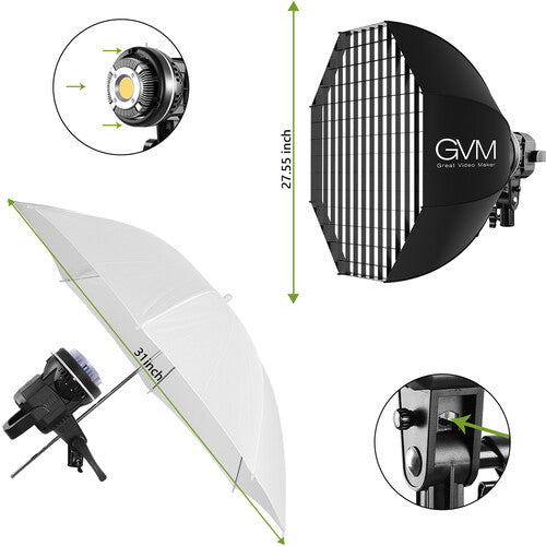 Kit GVM Softbox LS-P80S con Lámpara Led y Pedestal
