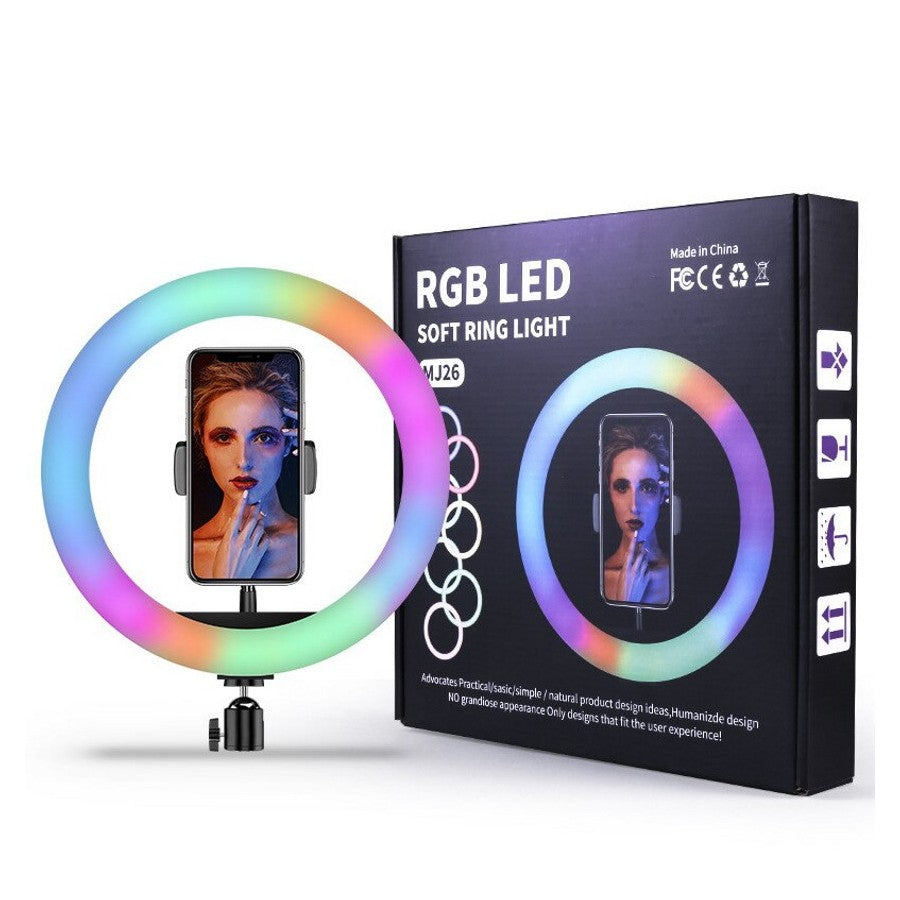 Lámpara de Anillo de 10" RGB MJ26 con tripiél