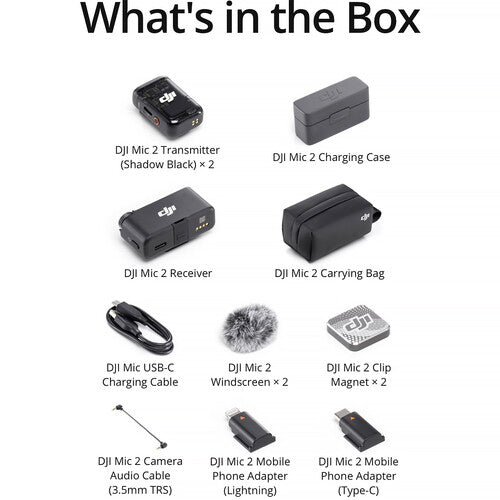 Micrófono Dual Lavalier DJI MIC 2 (2TX + 1RX + CHARGING CASE) (FCC)