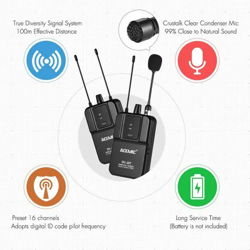 Micrófono Lavalier Inalámbrico Acemic DV-20