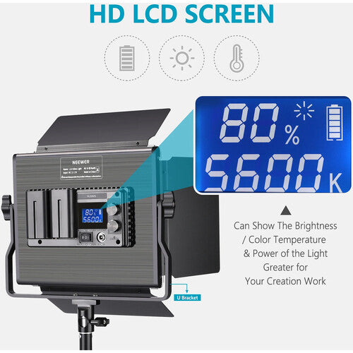 Kit de 2 Lámparas Neewer LED-NL660 LED Bicolor con Pedestales, Estuches y 4 Baterías