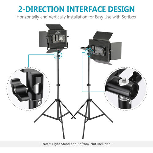 Kit de 2 Lámparas Neewer LED-NL660 LED Bicolor con Pedestales, Estuches y 4 Baterías