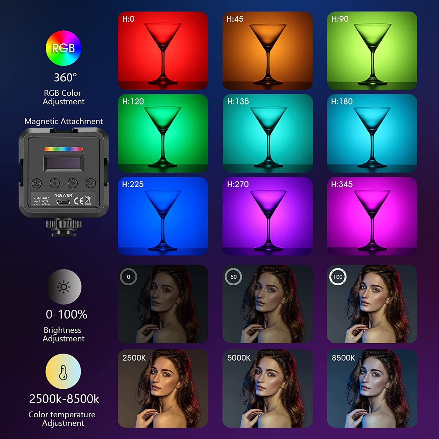 Lámpara Neewer RGB61