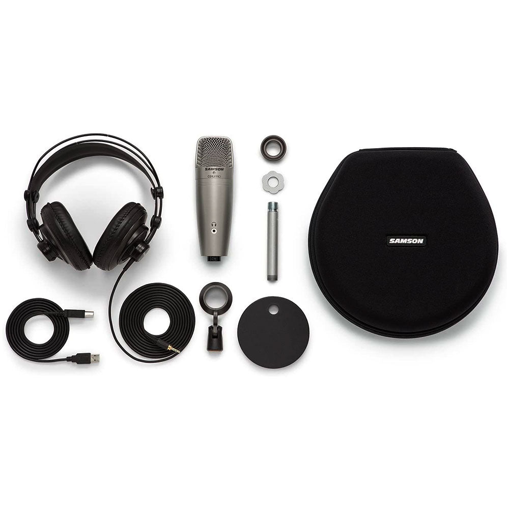 Kit de Micrófono Samson C01U Pro USB con Shockmount, Soporte Mesa y Filtro Antipop