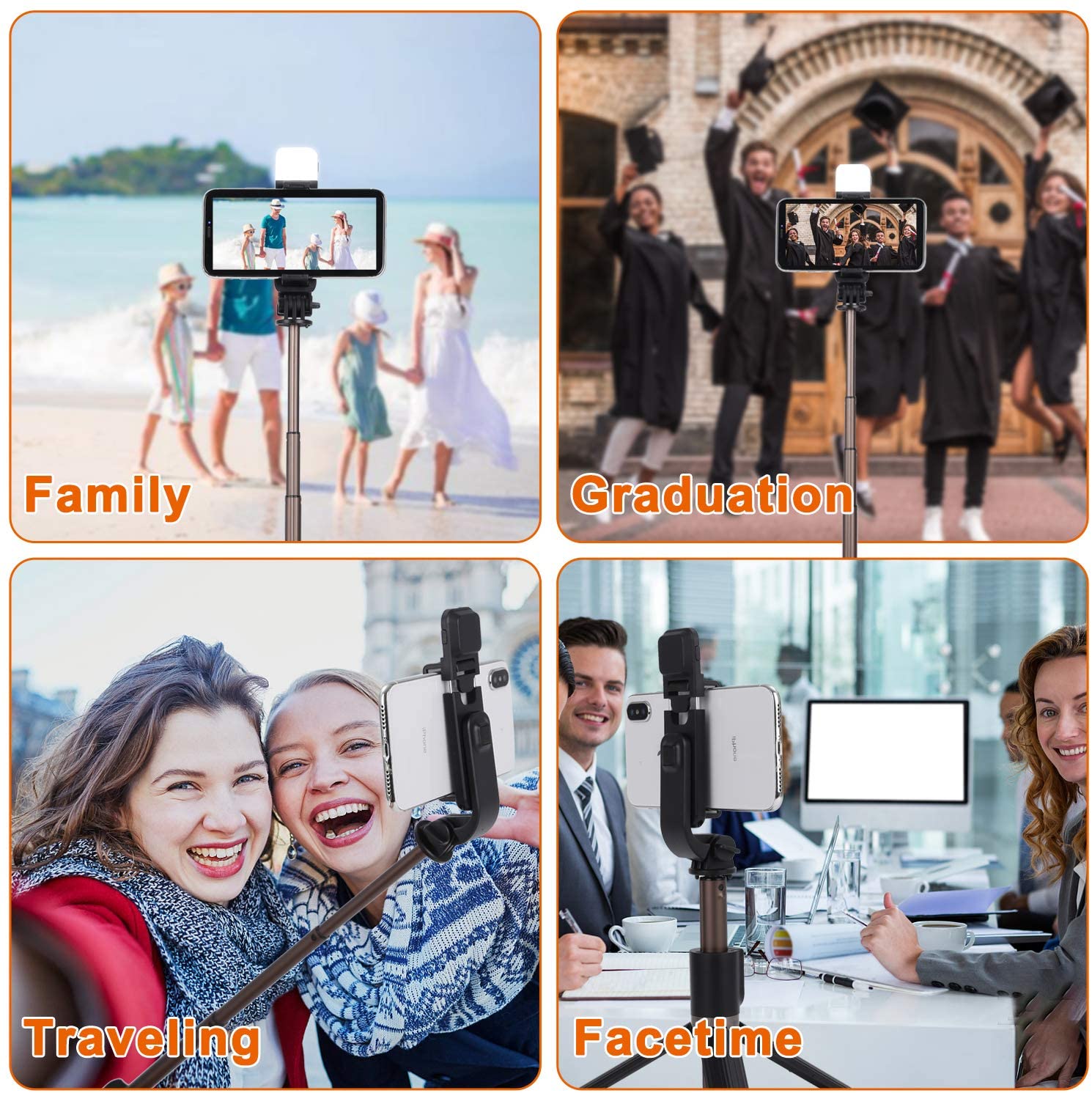 Minitripié y Selfie Stick con lámpara Q03s