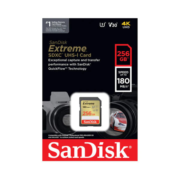 Tarjeta SanDisk Extreme SDXC de 256GB 180MB/s