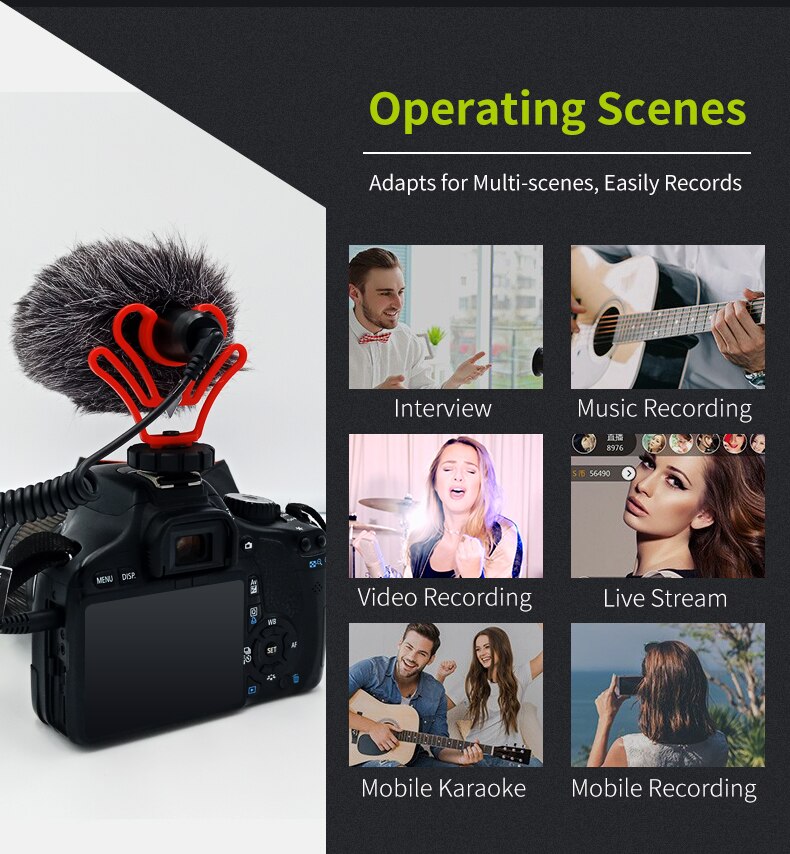 Micrófono Shotgun Acemic Video Mic CAM50 para cámara y Smartphone