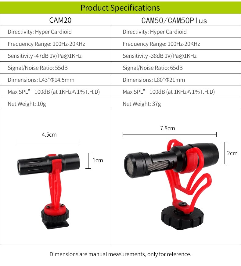 Micrófono Shotgun Acemic Video Mic CAM50 para cámara y Smartphone