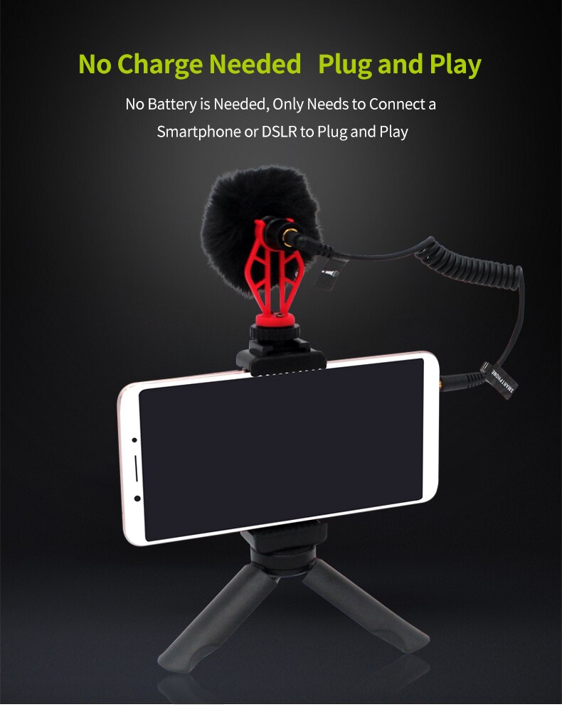 Micrófono Shotgun Acemic Video Mic CAM50 para cámara y Smartphone