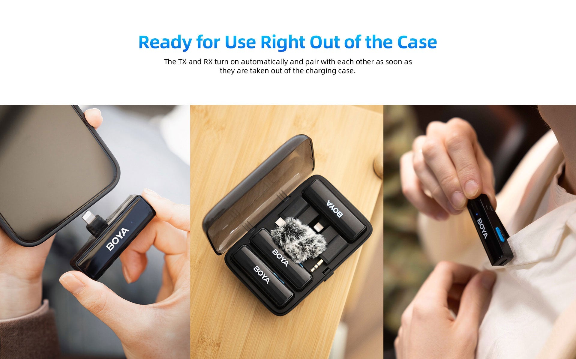 Microfono inalámbrico Dual BoyaLink para Dispositivos iOS, Smartphones y Camaras (2,4 GHz)