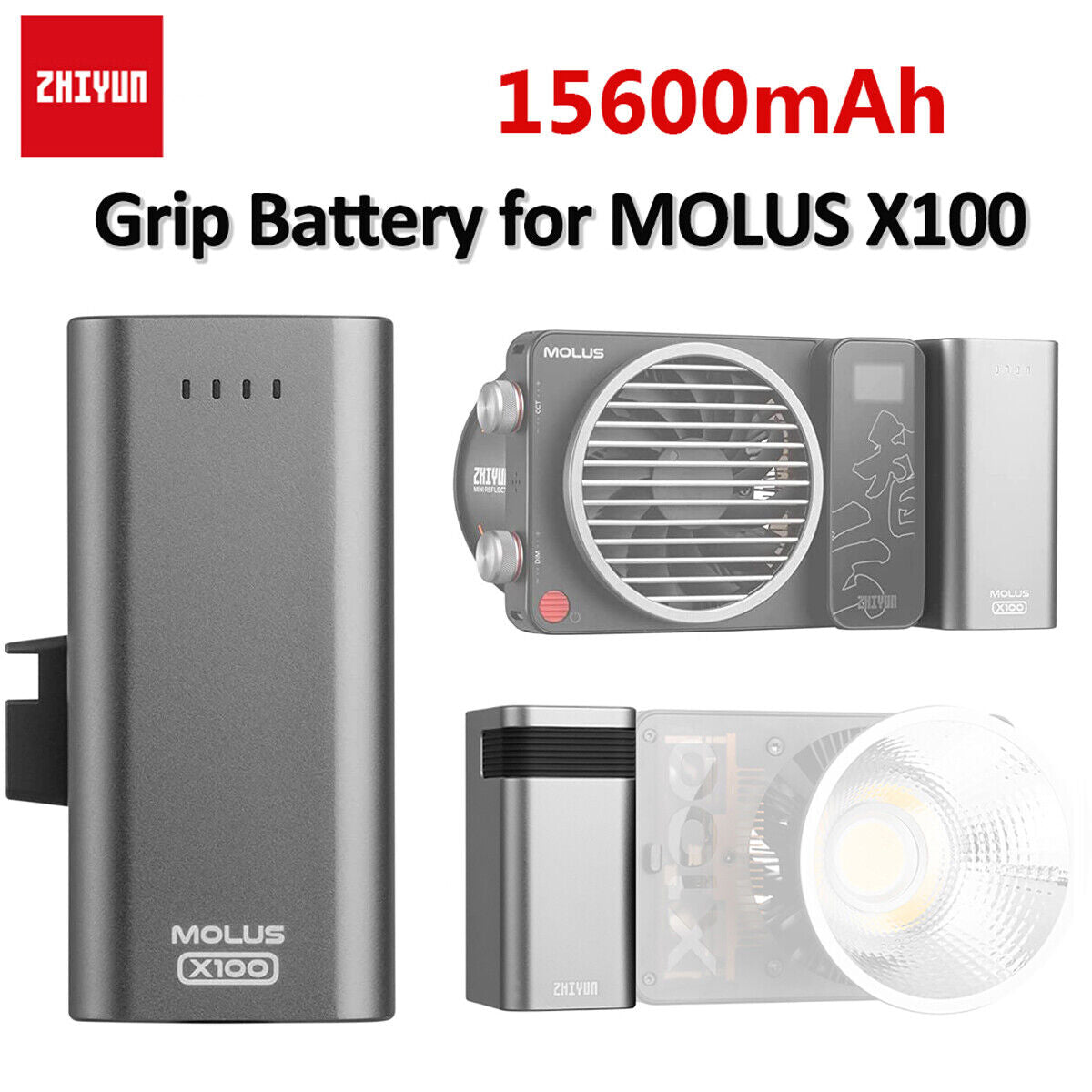 Batería maneral ZHIYUN MOLUS X100 15600mAh para lampara LED MOLUS X100 profesional