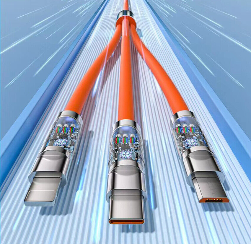 Cable RGBlink 3-In-1 USB Quick Charge Cable, Lightning, USB-C, Micro B