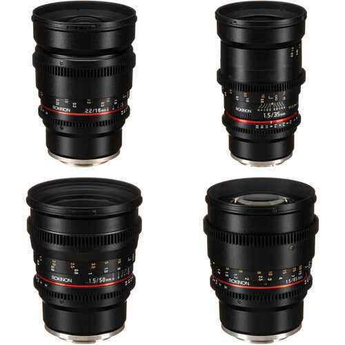 Kit de 4 Lentes Rokinon Cine DS Lens Montura Sony E (16mm, 35mm, 50mm y 85mm)
