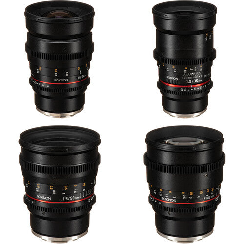 Kit de 4 Lentes Rokinon T1.5 Cine DS montura Sony E (24mm, 35mm, 50mm y 85mm)