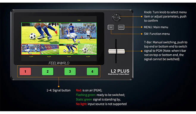 Switcher para Streaming FeelWorld LIVEPRO L2 PLUS