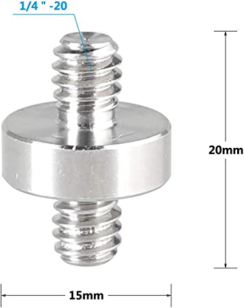 Adaptador de tornillo CAMVATE de doble extremo macho de 1/4"-20 macho a rosca macho de 1/4"-20