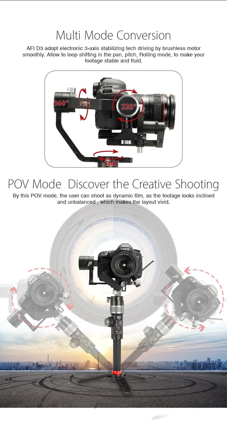 Estabilizador AFI 3-Axis Handheld DSLR Camera