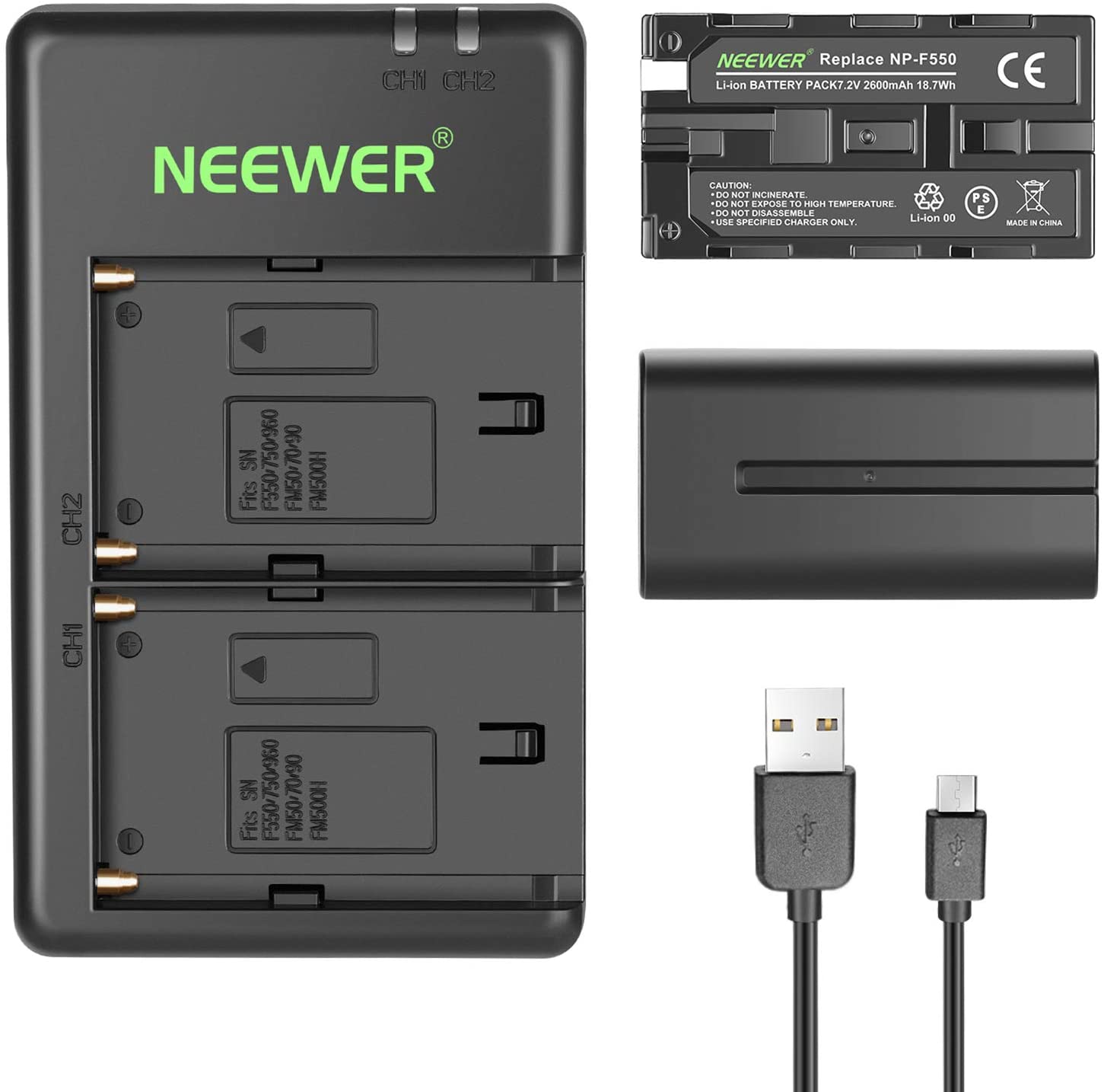 Kit de Cargador Neewer USB y 2 baterías NP-F550 Neewer