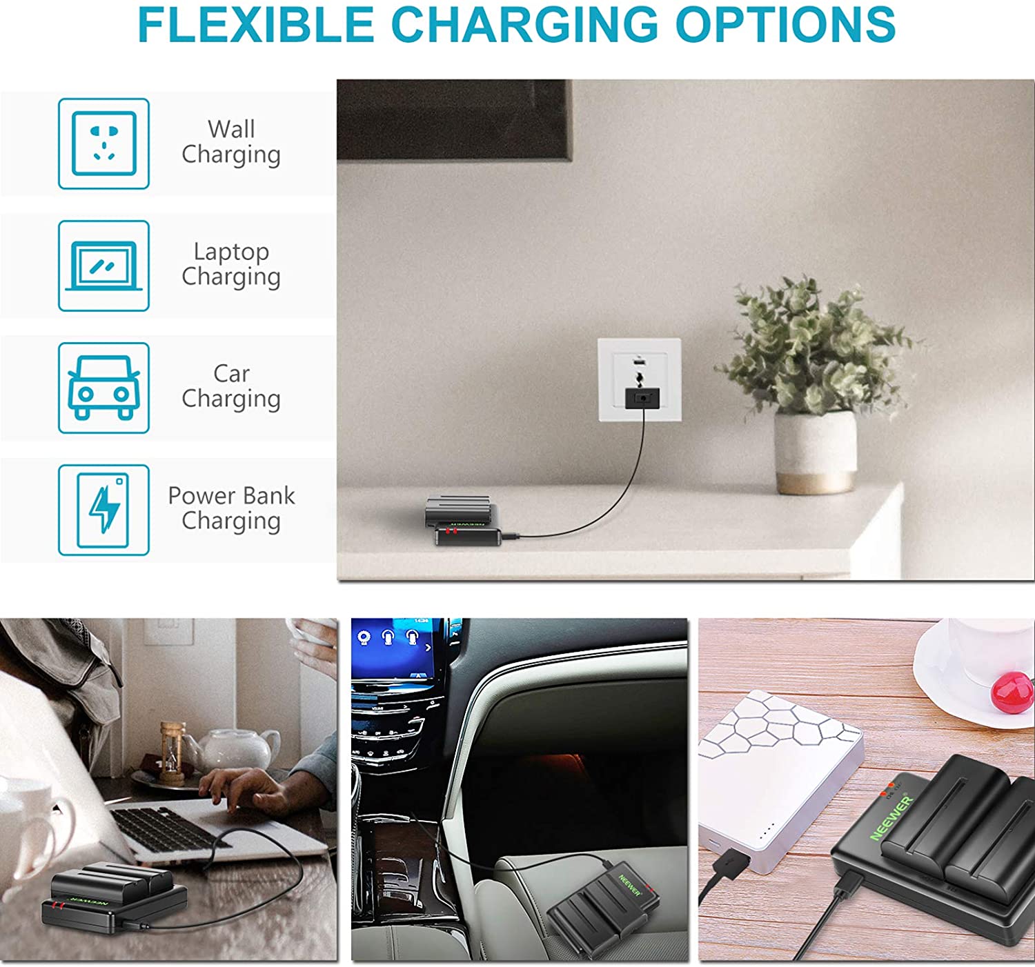 Kit de Cargador Neewer USB y 2 baterías NP-F550 Neewer