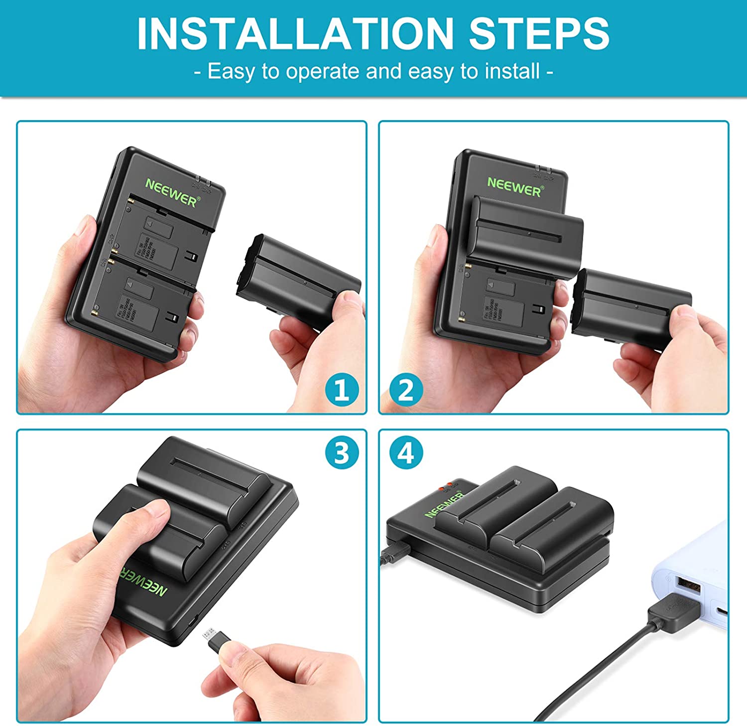 Kit de Cargador Neewer USB y 2 baterías NP-F550 Neewer