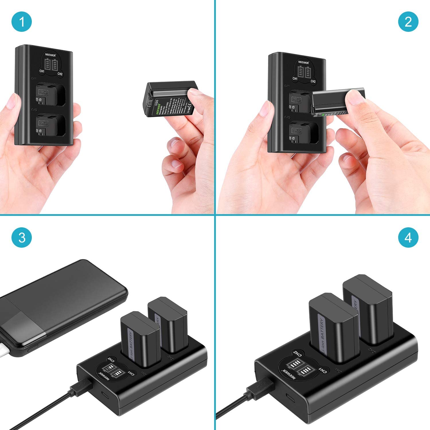 Kit de Cargador Neewer y 2 Baterías NP-FW50