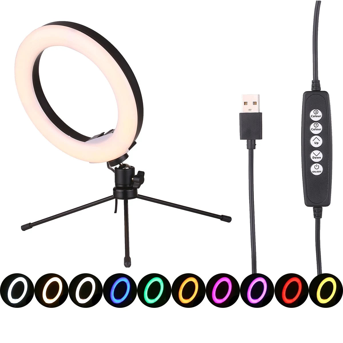 Lámpara Anillo Ouyawi 8" con Mini Tripié, Selfie Stick, Disparador