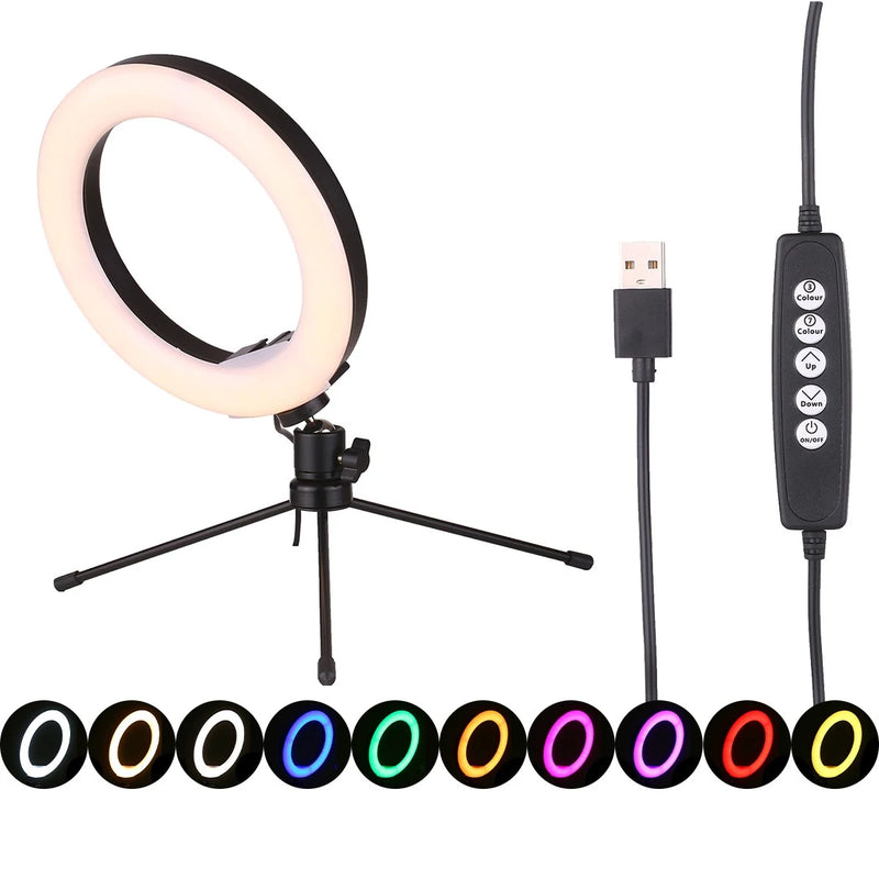 Lámpara Anillo Ouyawi 8" con Mini Tripié, Selfie Stick, Disparador