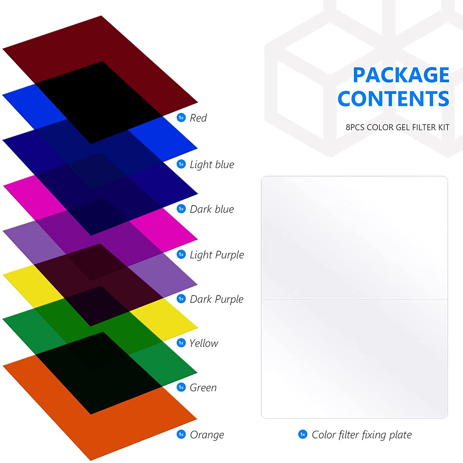Kit de 8 Filtros de color Neewer para Lámpara Led 660