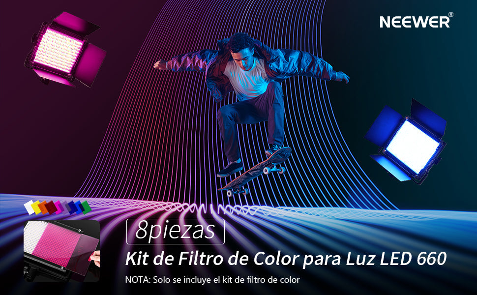 Kit de 8 Filtros de color Neewer para Lámpara Led 660