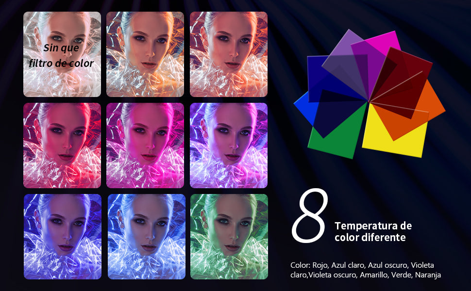 Kit de 8 Filtros de color Neewer para Lámpara Led 660