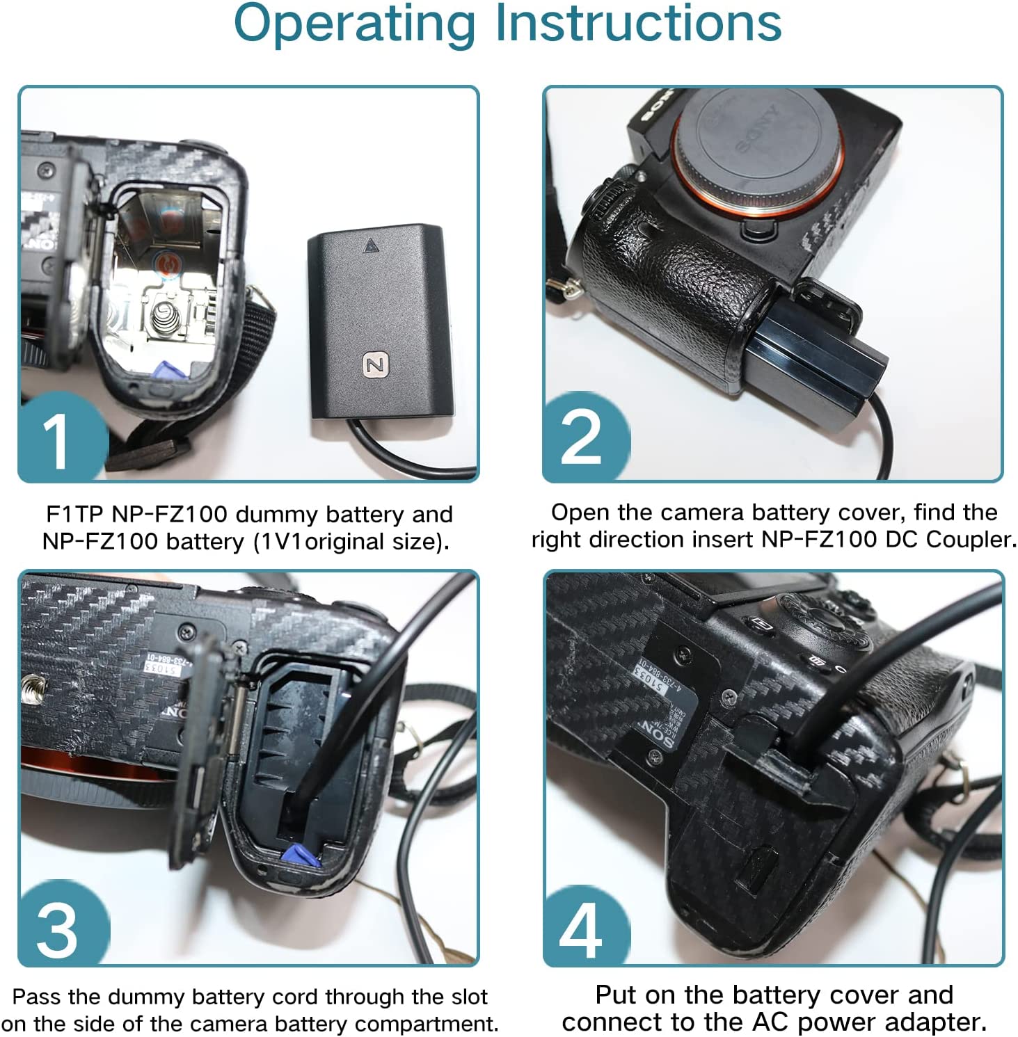 Adaptador A/C Y D/C Power 2000 AC-FZ100 para Sony A9,A7III, ARIII