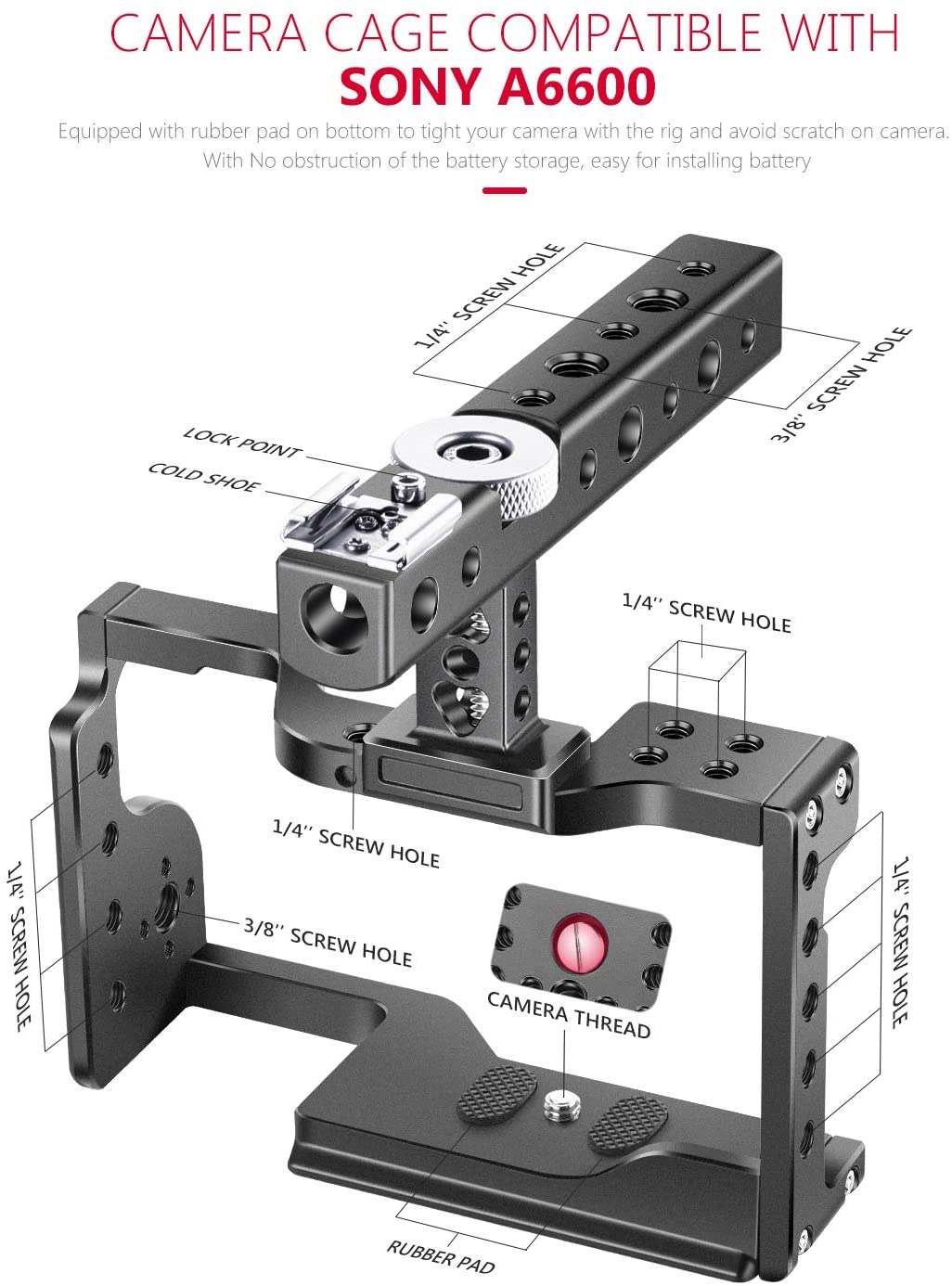 Soporte Jaula Neewer para Sony A6600 con maneral superior
