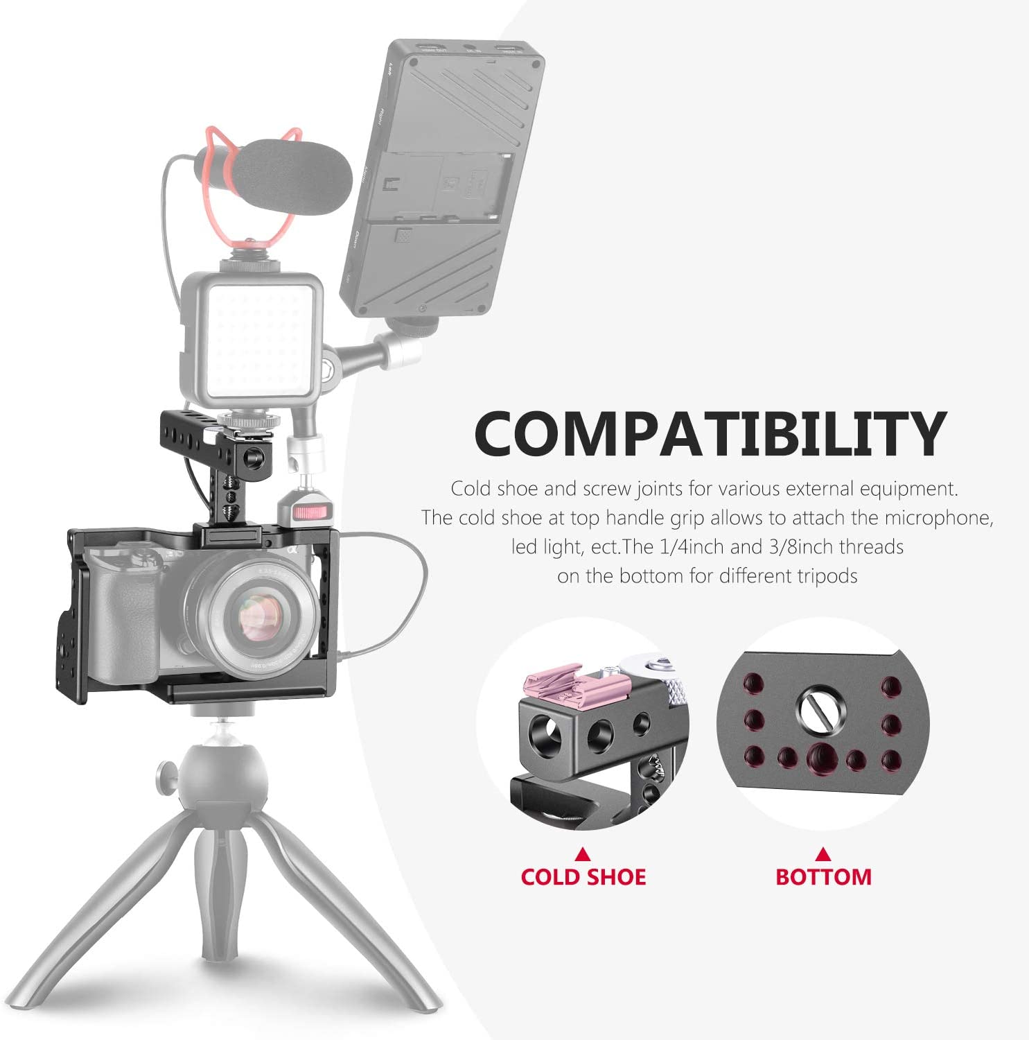 Soporte Jaula Neewer para Sony A6600 con maneral superior