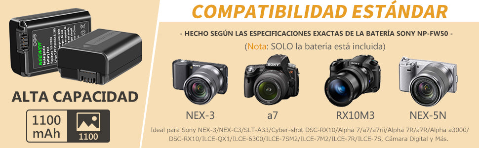 Kit de Cargador Neewer y 2 Baterías NP-FW50