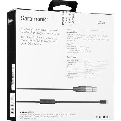 Cable Convertidor Saramonic LC-XLR XLR a Lightning para iOS