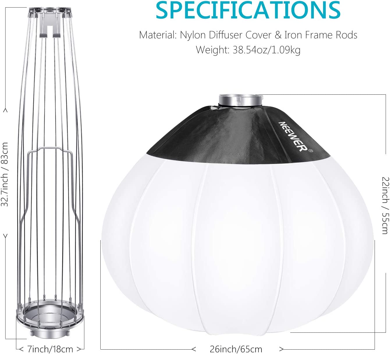 Difusor Neewer Globo Lantern 65 cms Montaje Bowens