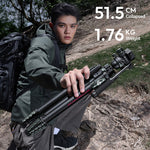 Trípie ULANZI JJ06 de de vídeo de fibra de carbono de 73"