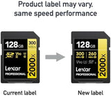 Tarjeta Lexar Professional SDXC de 128GB 300MB/s 2000x 5