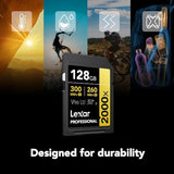 Tarjeta Lexar Professional SDXC de 128GB 300MB/s 2000x 3
