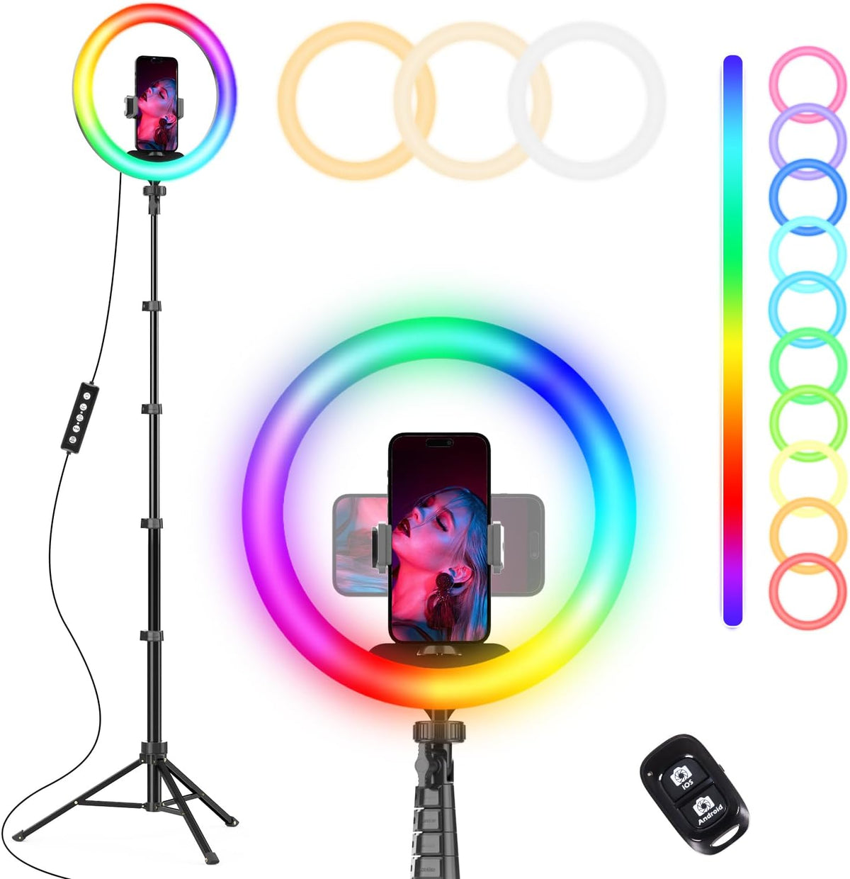 Lámpara de Anillo de 12" RGB MJ33 con Pedestal