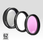Kit de 3 Filtros Polaroid 62mm (UV, Circular Polarizado y Florescent)