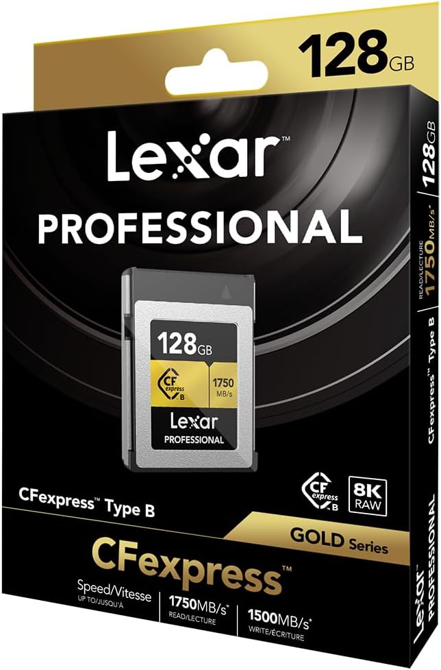 Tarjeta Cfexpress Typo B Lexar Profesional Serie Oro de 128GB Tarjeta Cfexpress Typo B Lexar Profesional Serie Oro de 128 GB