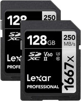 Kit de 2 tarjetas Lexar Profesional 128GB 250 MB/s 1