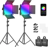 Kit de 2 lámpara Neewer LED- NL660 APP RGB y Pedestales 1
